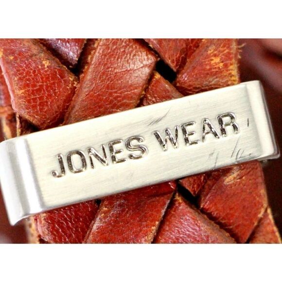 Jones Wear BRAIDED BROWN GENUINE LEATHER 1"Wd CASUAL DRESS WOMEN'S BELT L (T10 - Picture 7 of 9